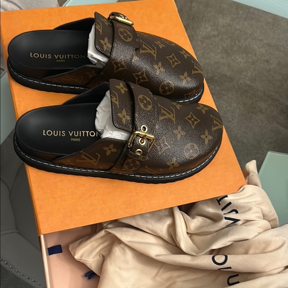 Louis Vuitton Brown Monogram Mules - Picture 1 of 3
